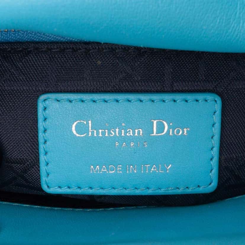 Dior Mini Lambskin Cannage Lady Dior Blue Leather Very good condition - Box View