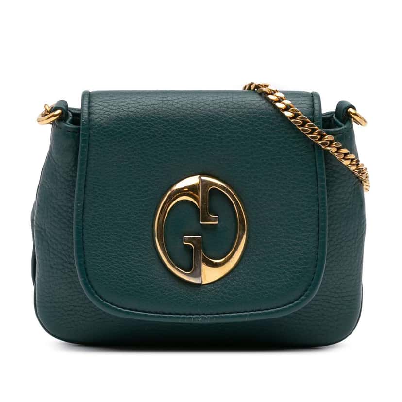 Gucci Small Leather 1973 Chain Crossbody Green Leather Good condition - Front View