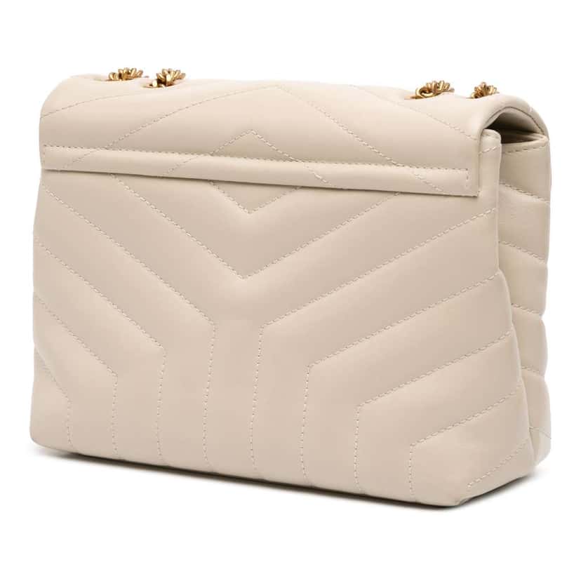 Saint Laurent Small Matelasse Leather Monogram LouLou Shoulder Bag White Leather Good condition - Back View
