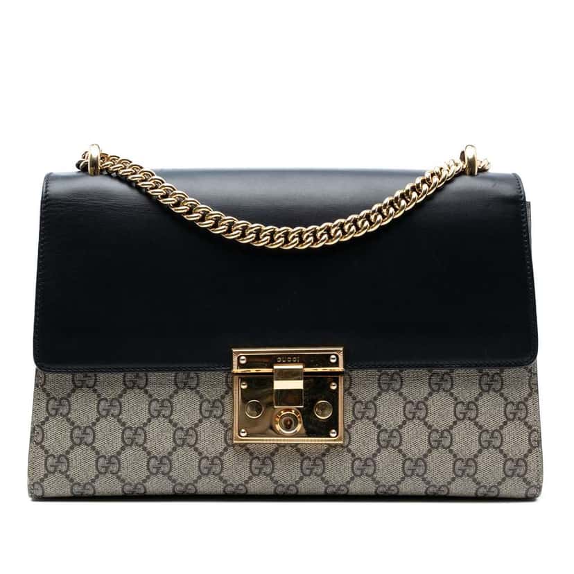 Gucci Medium GG Supreme Padlock Shoulder Bag Brown Canvas Good condition - Front View