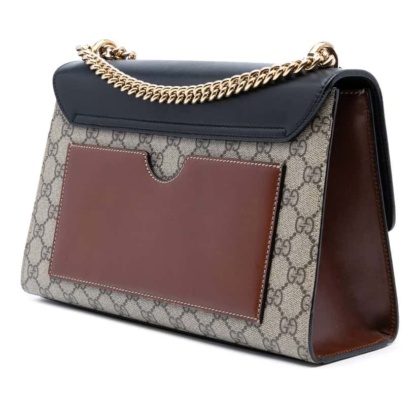 Gucci Medium GG Supreme Padlock Shoulder Bag Brown Canvas Good condition - Back View