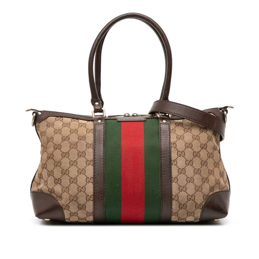 Gucci GG Canvas Web Satchel Brown Canvas Fair condition - Front View