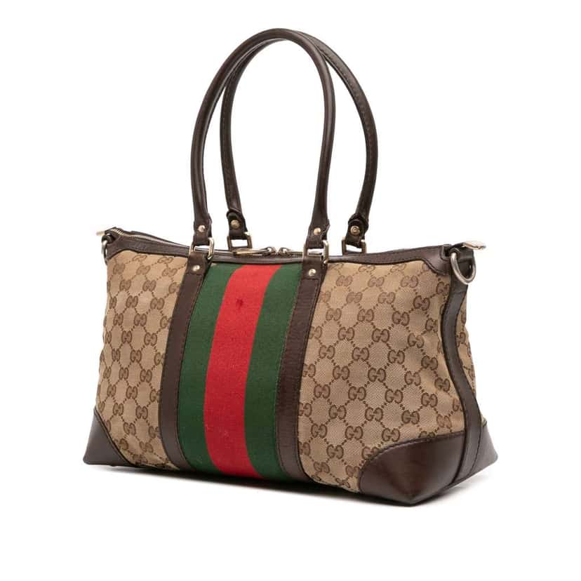 Gucci GG Canvas Web Satchel Brown Canvas Fair condition - Back View