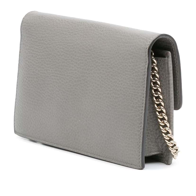 Gucci Leather Interlocking G Dollar Wallet on Chain Grey Leather Good condition - Back View