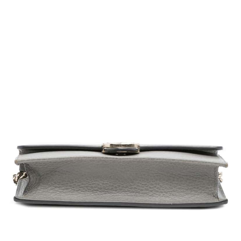 Gucci Leather Interlocking G Dollar Wallet on Chain Grey Leather Good condition - Inside View