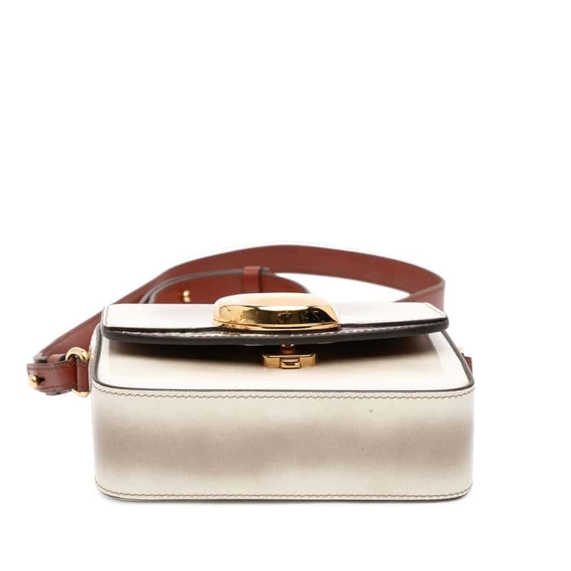 Chloé Mini Shaded Glossy Calfskin Lizard Embossed Trim C Satchel White Leather Good condition - Inside View
