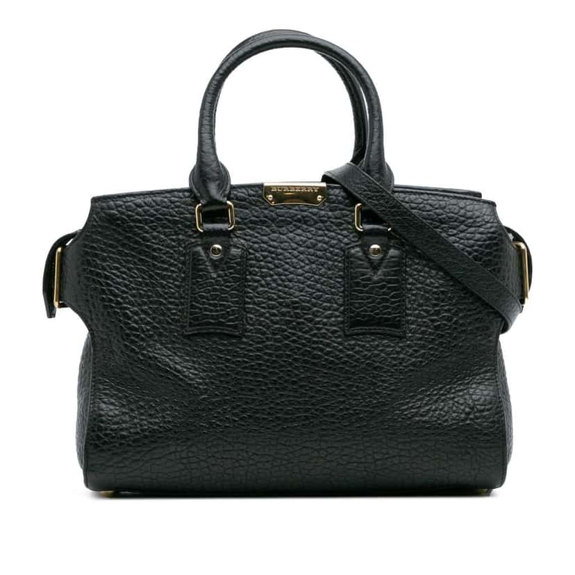 Burberry Medium Grained Leather Clifton Satchel Black Leather Good condition - Front View