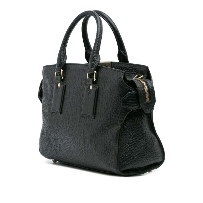 Burberry Medium Grained Leather Clifton Satchel Black Leather Good condition - Back View