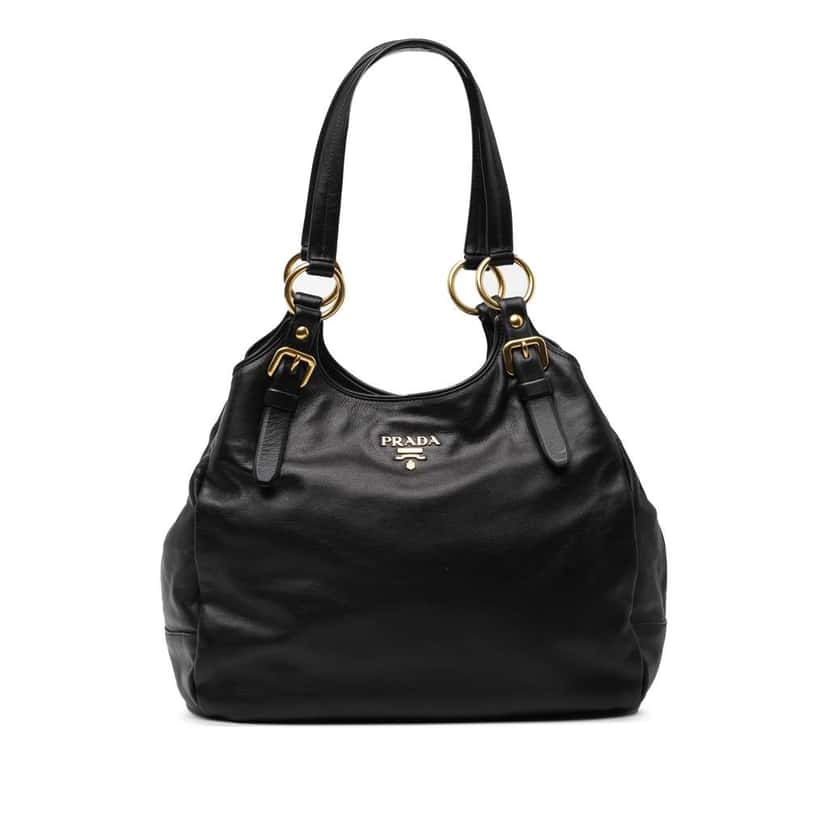 Prada Soft Calf Tote Black Leather Good condition - Front View