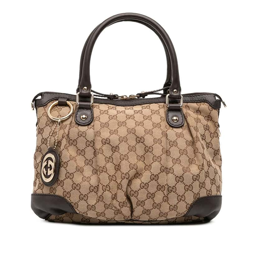 Gucci GG Canvas Sukey Satchel Brown Canvas Good condition - Front View