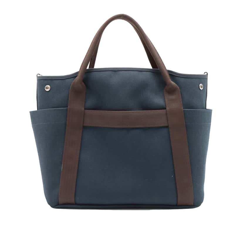 Hermès Toile Sac de Pansage Grooming Bag Blue Canvas Very good condition - Back View