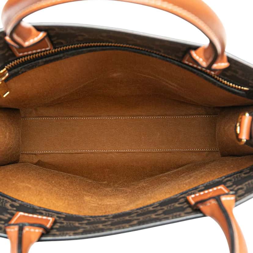 Celine Small Triomphe Coated Canvas Vertical Cabas Tote Brown Canvas Good condition - Model View