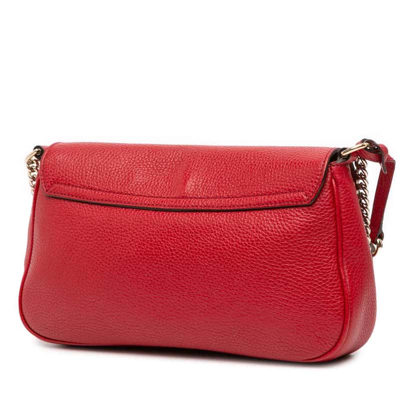Gucci Medium Leather Soho Chain Flap Crossbody Red Leather Good condition - Back View
