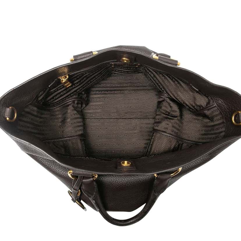 Prada Vitello Daino Open Convertible Tote Brown Leather Good condition - Model View