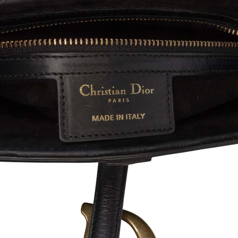 Dior Smooth Calfskin Saddle Bag Black Leather Good condition - Box View