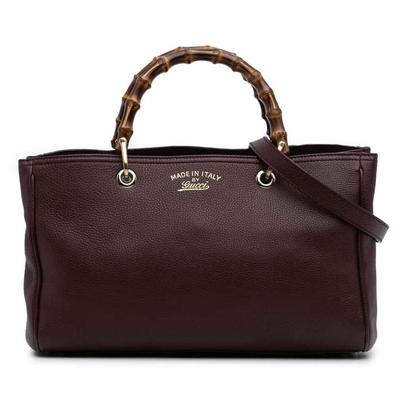 Gucci Medium Calfskin Bamboo Shopper Satchel Red Leather Good condition - Front View