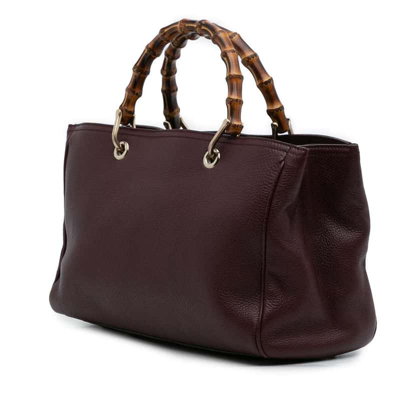 Gucci Medium Calfskin Bamboo Shopper Satchel Red Leather Good condition - Back View