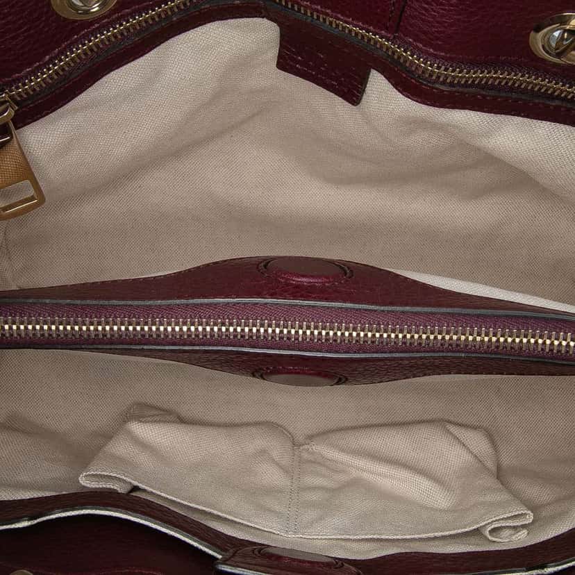 Gucci Medium Calfskin Bamboo Shopper Satchel Red Leather Good condition - Model View
