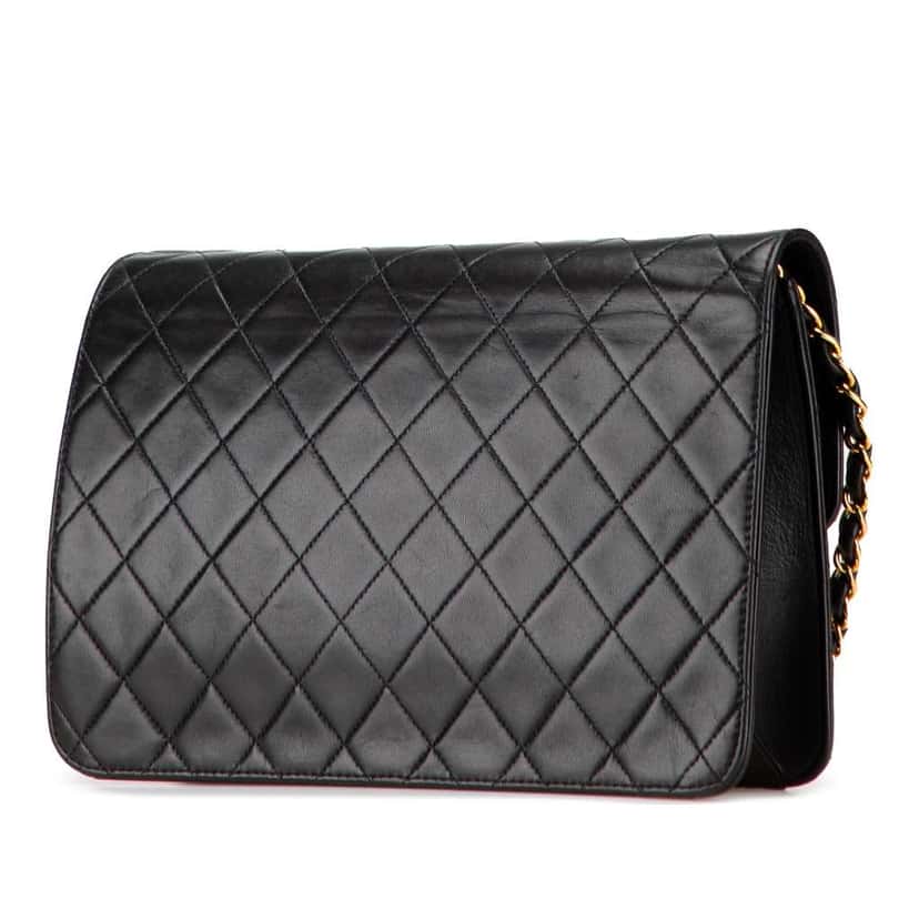 Chanel Medium CC Quilted Lambskin Single Flap Black Leather Good condition - Back View