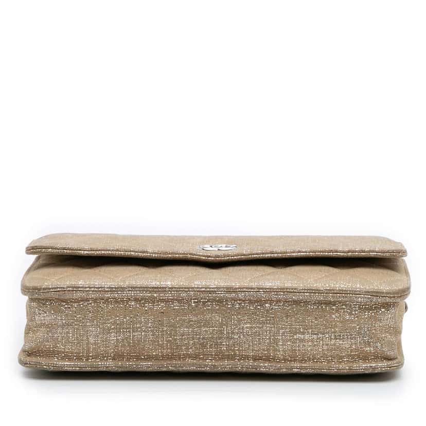 Chanel CC Quilted Iridescent Calfskin Wallet on Chain Gold Leather Good condition - Inside View