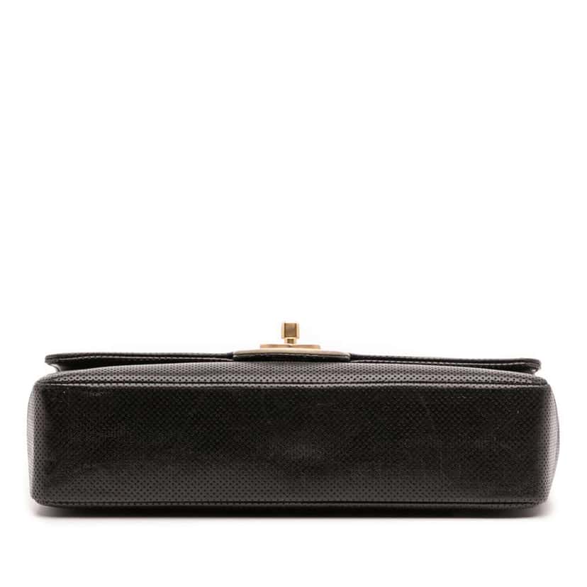 Chanel Medium CC Perforated Calfskin Single Flap Black Leather Good condition - Inside View