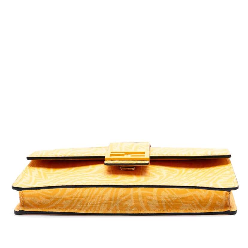 Fendi Sarah Coleman Small Glazed Fabric FF Vertigo Convertible Baguette Pouch Yellow Canvas Good condition - Inside View