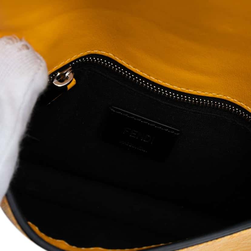 Fendi Sarah Coleman Small Glazed Fabric FF Vertigo Convertible Baguette Pouch Yellow Canvas Good condition - Model View