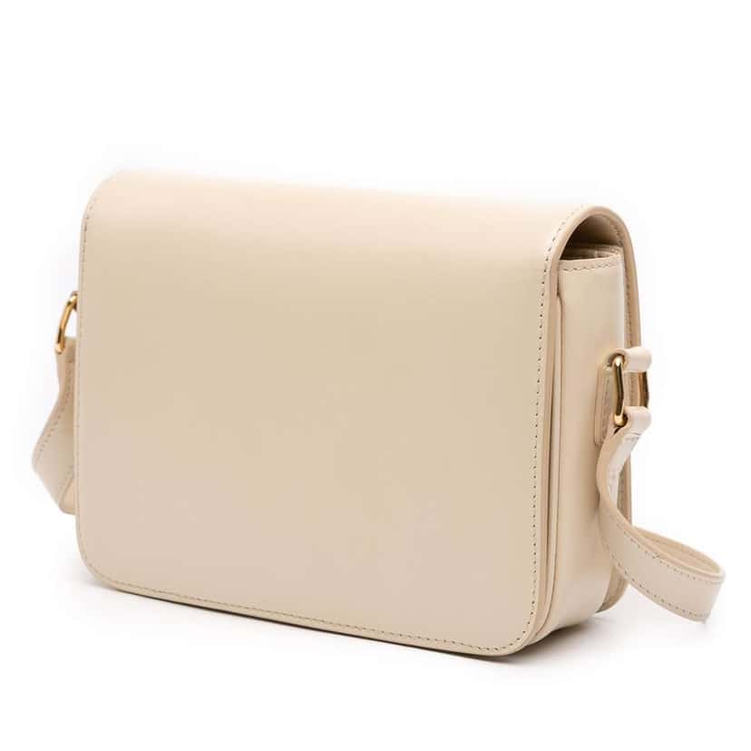 Celine Teen Shiny Calfskin Triomphe Crossbody White Leather Good condition - Back View