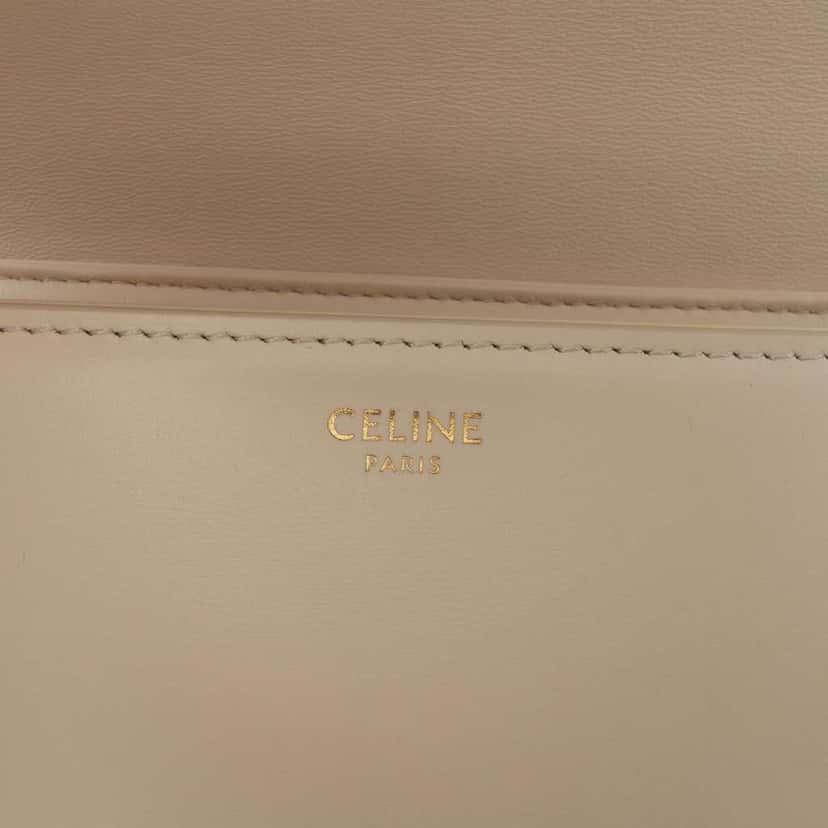 Celine Teen Shiny Calfskin Triomphe Crossbody White Leather Good condition - Box View