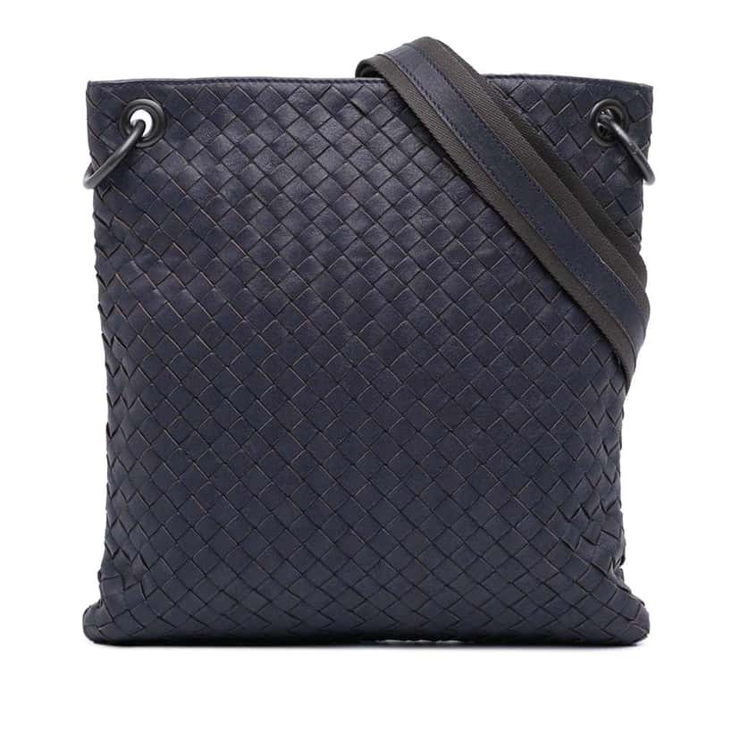 Bottega Veneta Nappa Intrecciato Crossbody Blue Leather Good condition - Front View