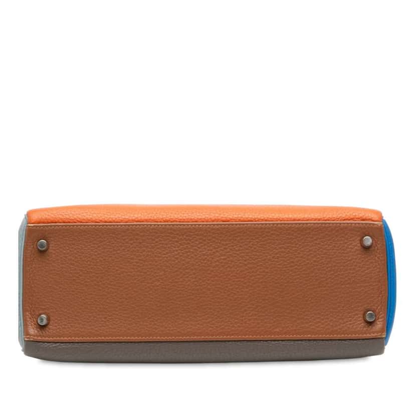 Hermès Clemence Arlequin Kelly II Retourne 32 Orange Leather Fair condition - Inside View