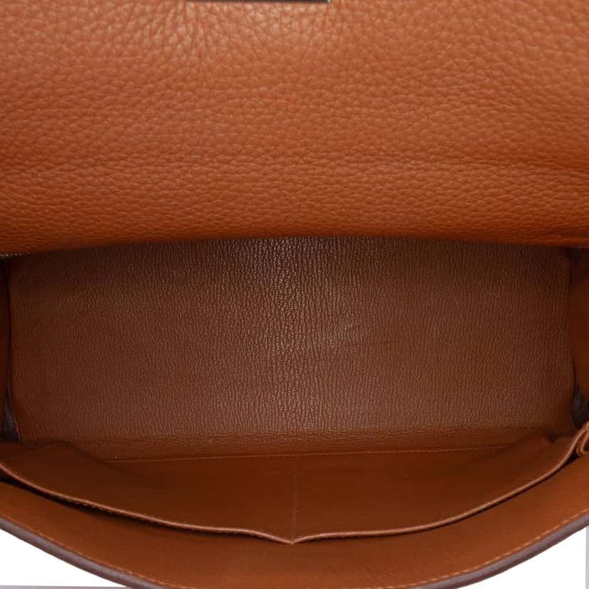 Hermès Clemence Arlequin Kelly II Retourne 32 Orange Leather Fair condition - Model View