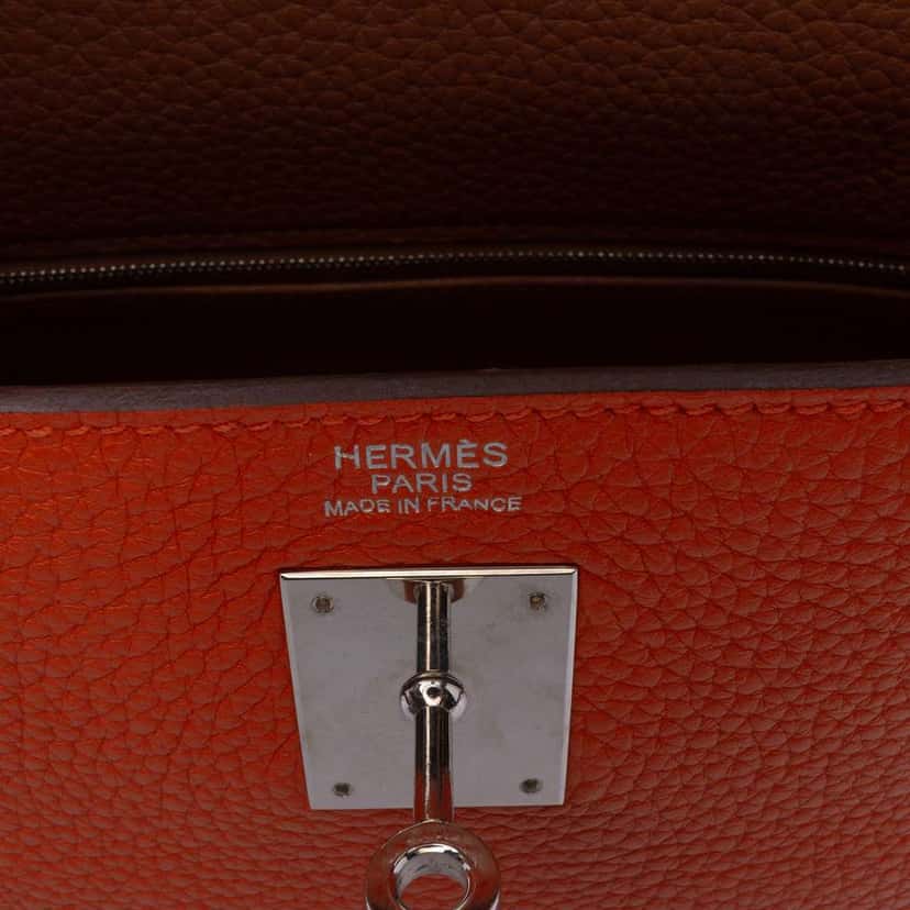 Hermès Clemence Arlequin Kelly II Retourne 32 Orange Leather Fair condition - Box View