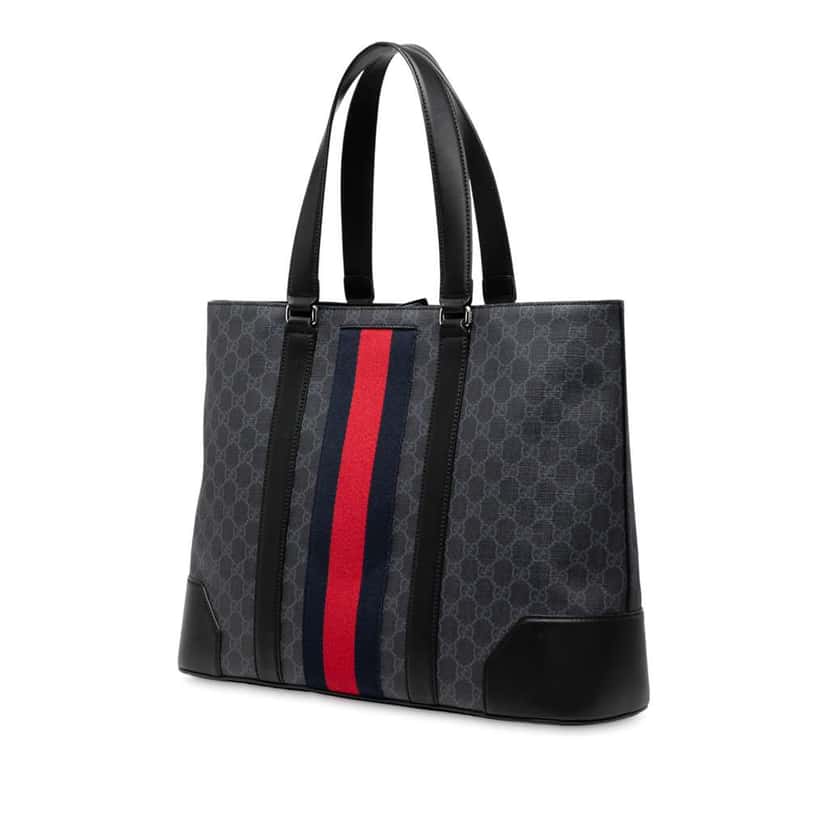 Gucci Large GG Supreme Web Tote Black Canvas Good condition - Back View