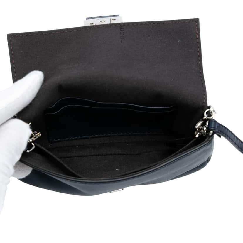 Fendi Micro Leather Baguette Satchel Blue Leather Good condition - Model View