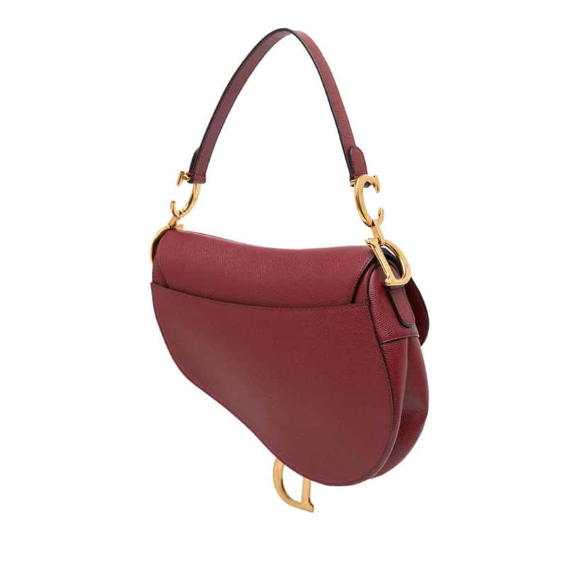 Dior Grained Calfskin Saddle Bag Red Leather Good condition - Back View
