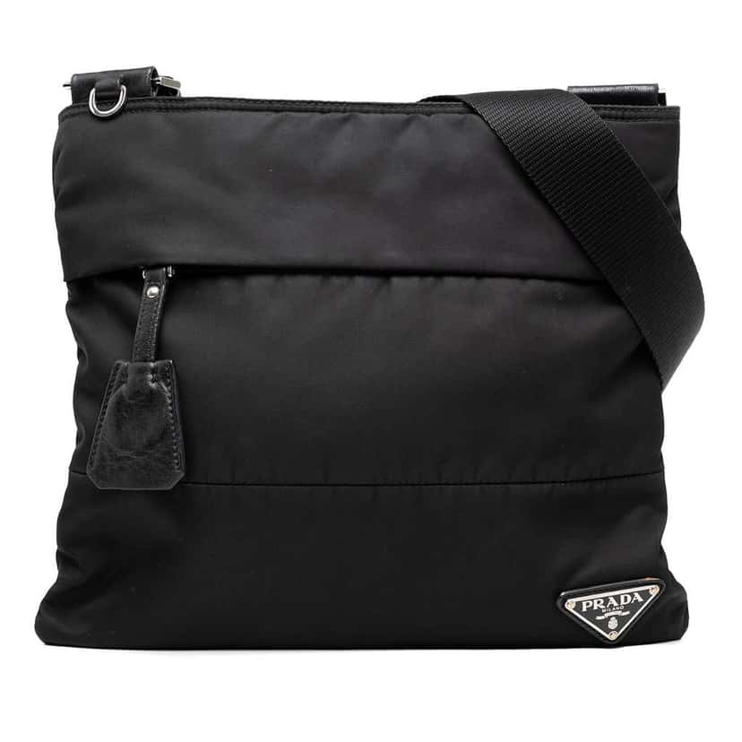 Prada Tessuto Zip Top Crossbody Black Good condition - Front View