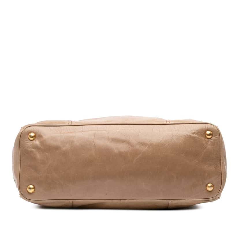 Prada Vitello Shine Satchel Brown Leather Good condition - Inside View