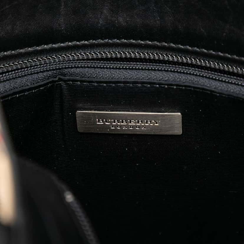 Burberry Nova Check Canvas Trimmed Leather Handbag Black Leather Good condition - Box View
