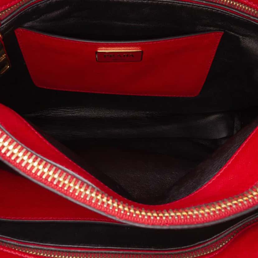 Prada Saffiano Soft Triple Pocket Tote Red Leather Good condition - Model View