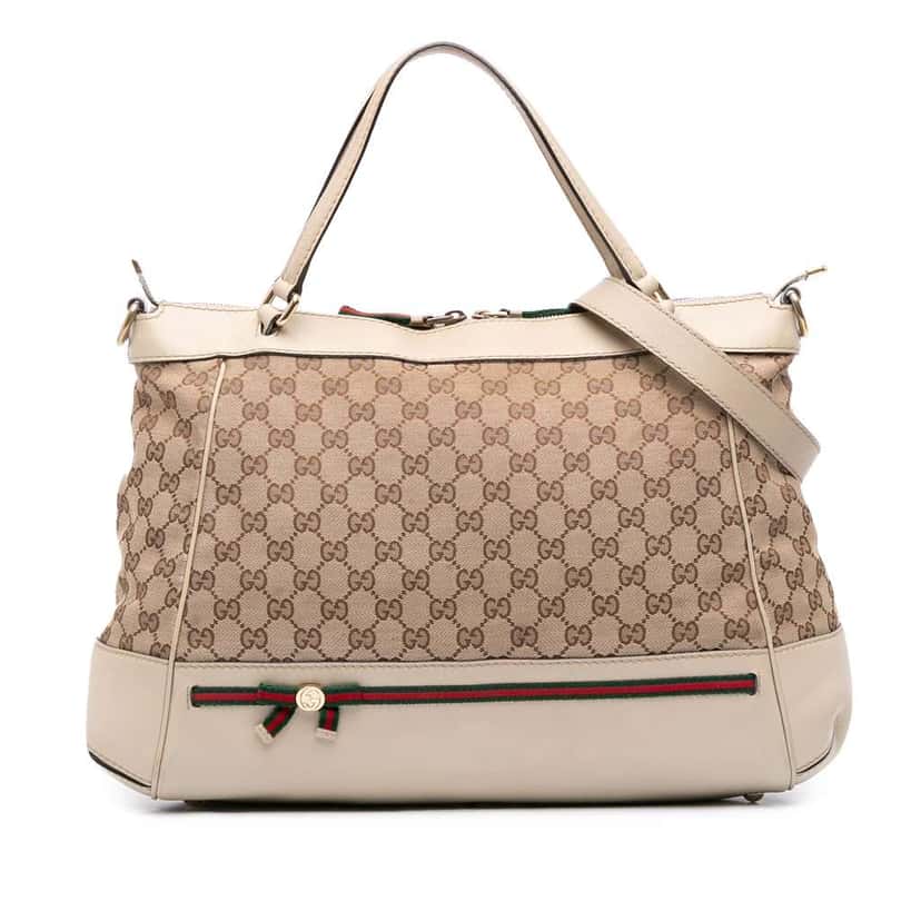 Gucci GG Canvas Web Mayfair Satchel Brown Canvas Good condition - Front View