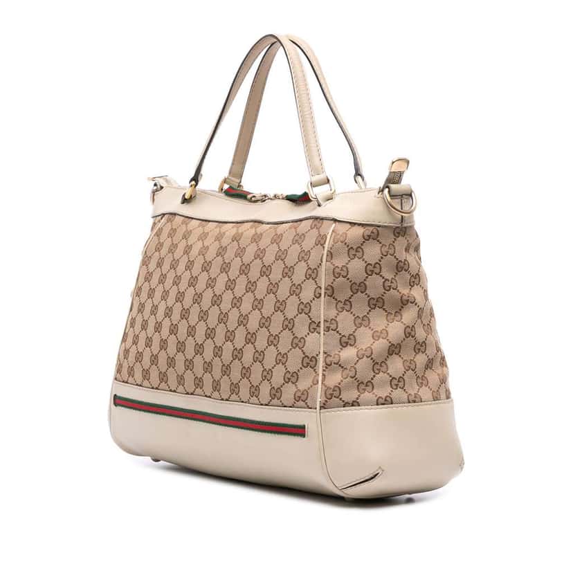 Gucci GG Canvas Web Mayfair Satchel Brown Canvas Good condition - Back View