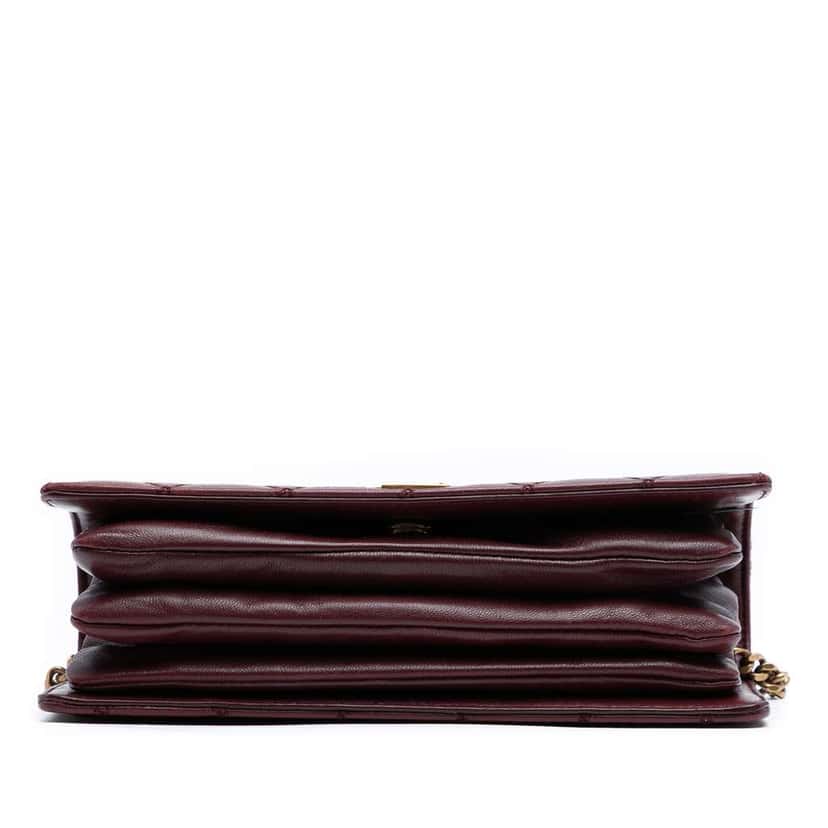 Saint Laurent Diamond Quilted Lambskin Angie Chain Bag Red Leather Good condition - Inside View