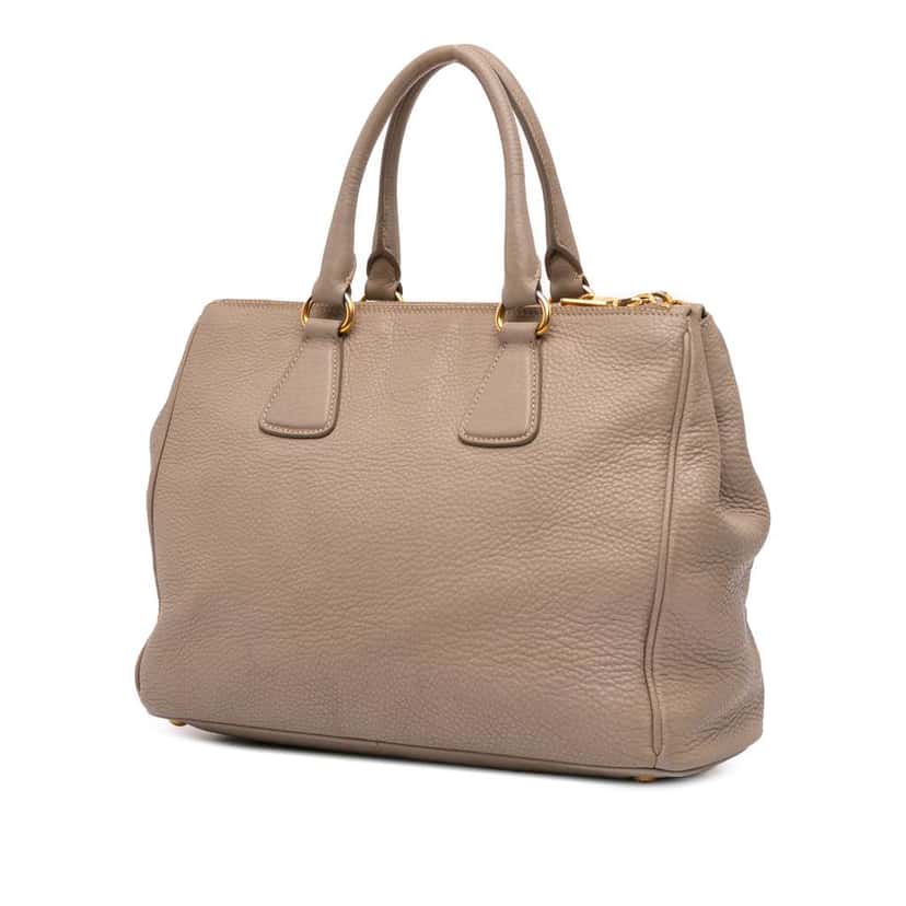 Prada Vitello Daino Double Zip Convertible Tote Brown Leather Good condition - Back View