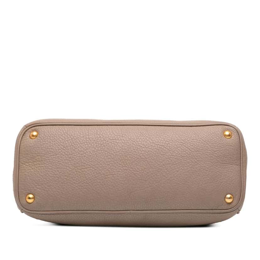 Prada Vitello Daino Double Zip Convertible Tote Brown Leather Good condition - Inside View