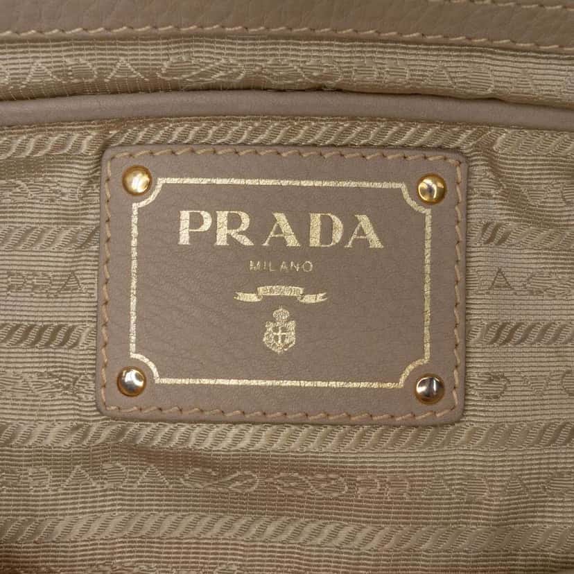 Prada Vitello Daino Double Zip Convertible Tote Brown Leather Good condition - Box View