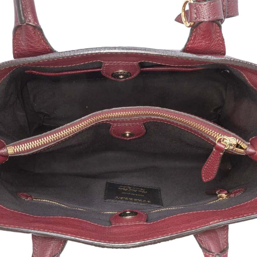 Burberry Medium Leather and House Check Banner Satchel Red Leather Good condition - Model View