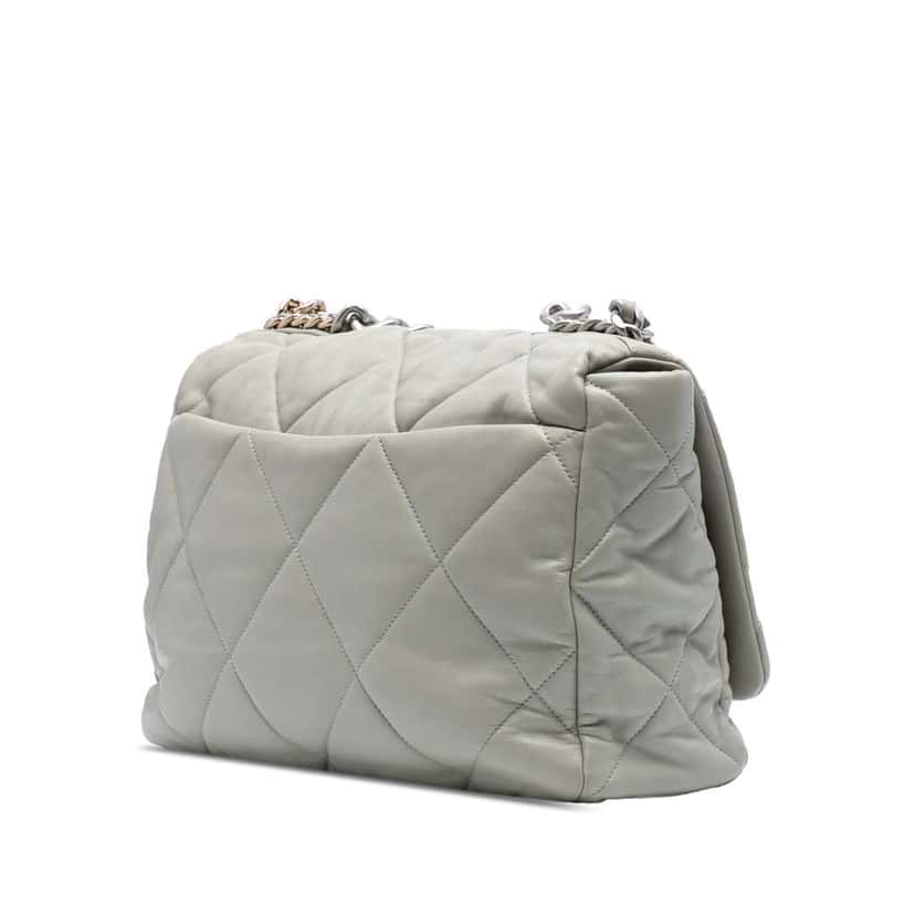 Chanel Maxi Lambskin 19 Flap Grey Leather Good condition - Back View