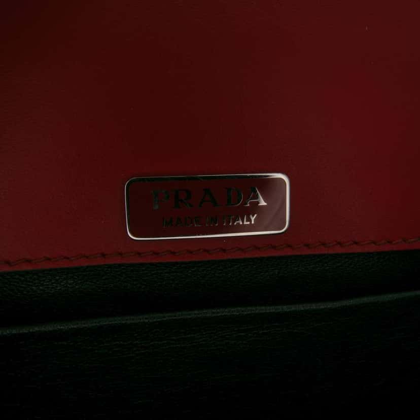 Prada Saffiano Trimmed City Calf Crystal Cahier Crossbody Red Leather Good condition - Box View