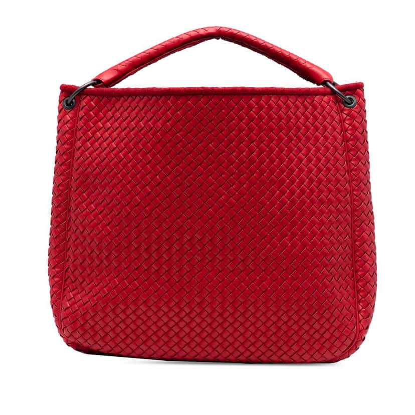 Bottega Veneta Nappa Intrecciato Tote Red Leather Good condition - Front View